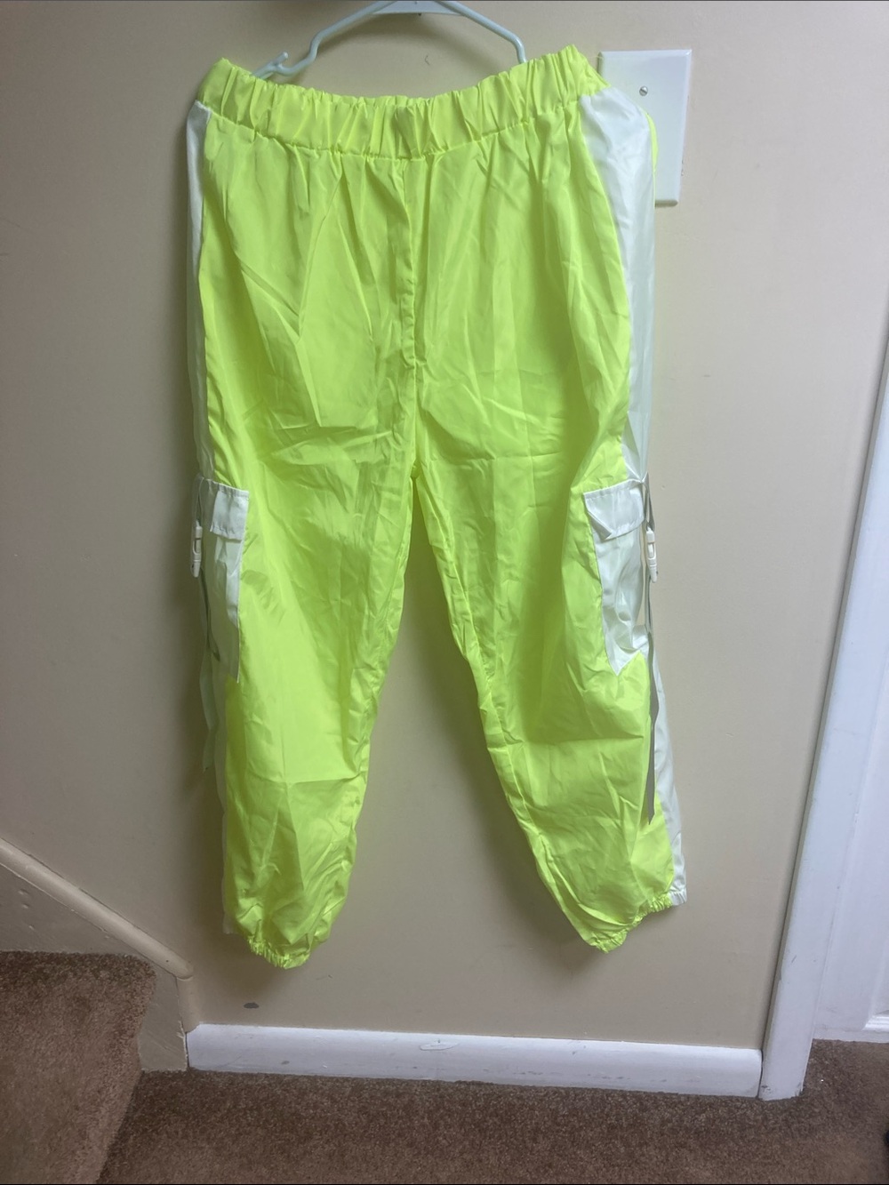 Neon Yellow Cargo Track Pants - Unbranded